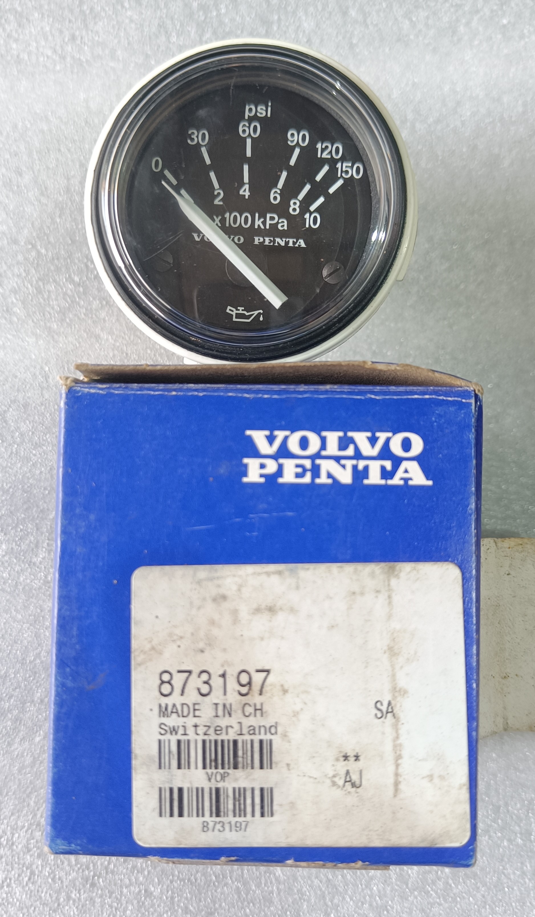 Volvo Penta Boat Oil Pressure Gauge 873197 | 0-150 PSI 2 Inch with bezel