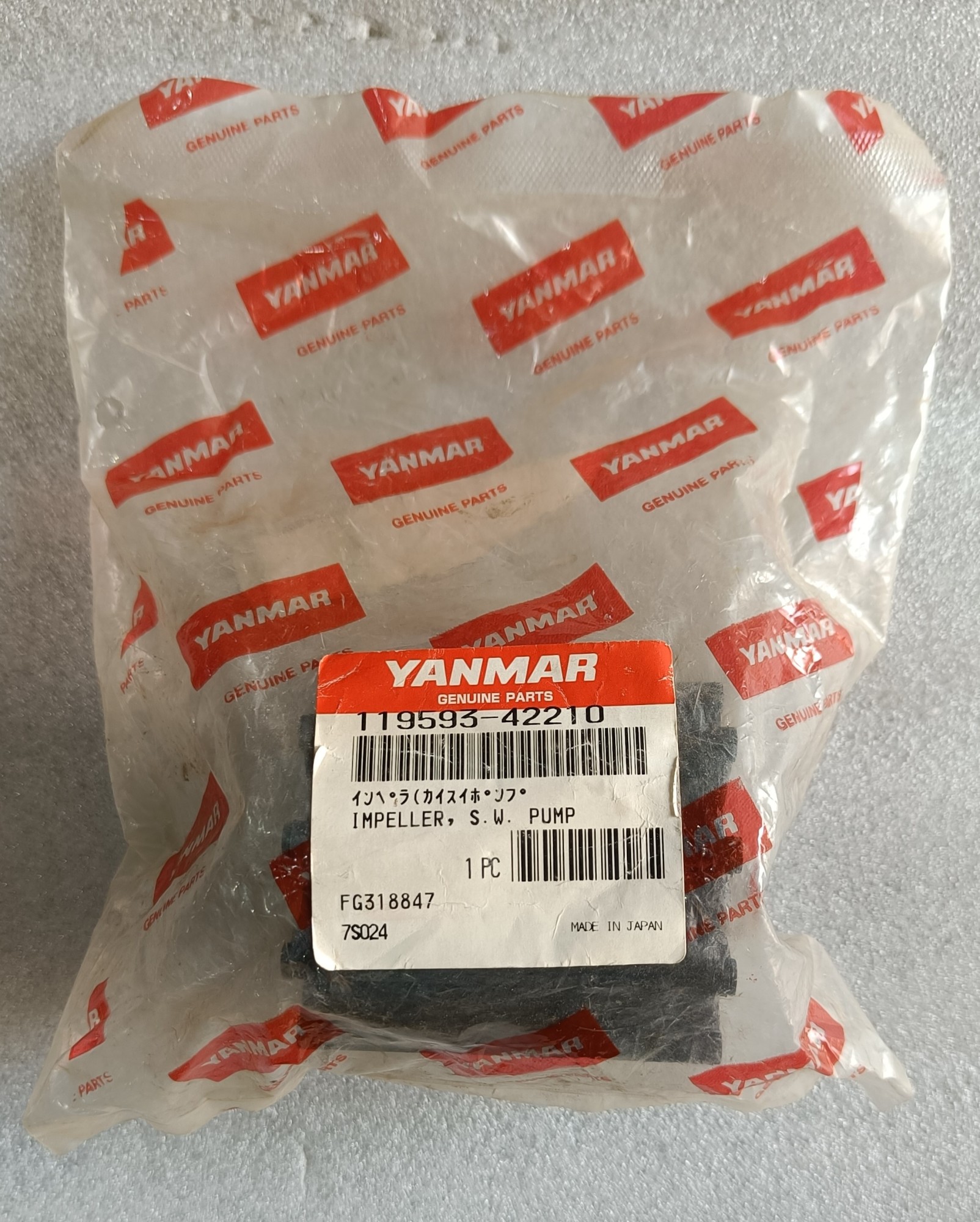 Yanmar Genuine S.W Pump Impeller 119593-42210 (Sealed) for 6CH, 6CHX, 6CHQ & 6LY
